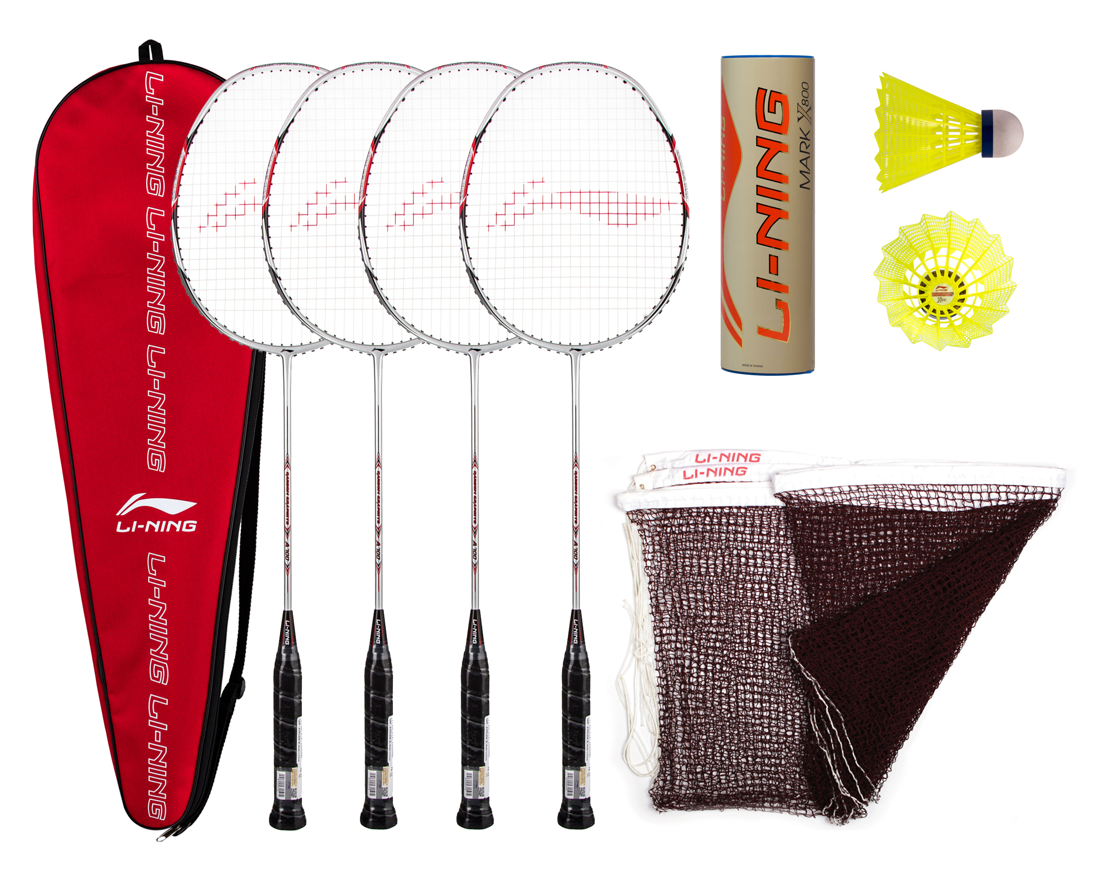 Lines Shuttles Holdall Premium Badminton Set x4 Graphite Badminton Rackets 