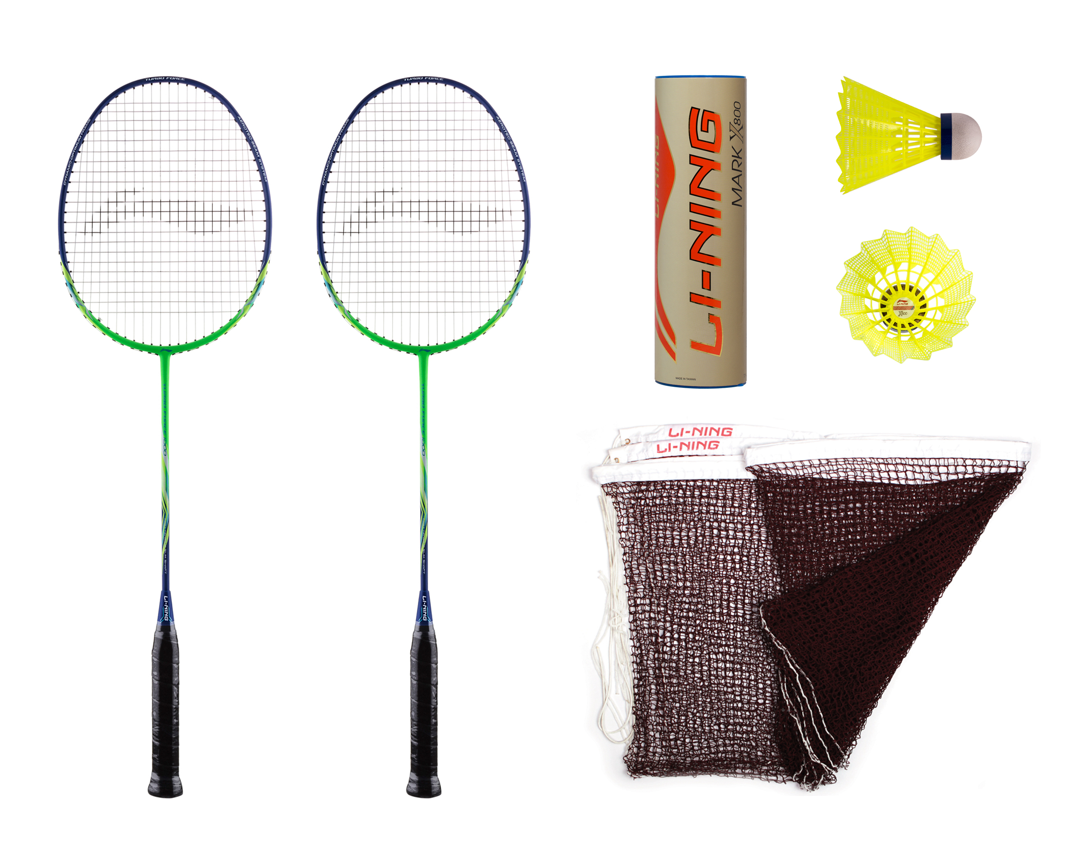 Grip Frame Protection Birdies 100% Graphite Badminton Set 2 Rackets with Bag 
